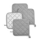 4 Pack Heat Resistant Pot Holders - Green Cotton Silver Coated Quilted Kitchen Heat Pads Non Slip Oven Mats 18x18cm Baking Cooking Microwave Use Durable Thermal Protection