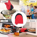 Red Heat Resistant Oven Mitts Set of 2 - Neoprene Cotton Insulated Kitchen Gloves, 500F Heat Protection, Non Slip Silicone Grip for Baking, Cooking, Microwave and Oven Use