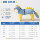 Blue Dog Raincoat Dinosaur Hooded Waterproof Jacket 4XL Size with Leash Hole Removable Tail Cover Full Body Coverage Pet Rain Coat for Outdoor Walking Large Dogs