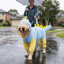 Blue Dog Raincoat Dinosaur Hooded Waterproof Jacket 6XL Size with Leash Hole Removable Tail Cover Full Body Coverage Pet Rain Coat for Outdoor Walking Large Dogs