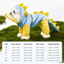 Blue Size 2XL Waterproof Dinosaur Dog Raincoat with Harness Hole Full Body Pet Rain Jacket for Small Dogs Tail Cover Lightweight Outdoor Walking