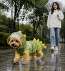 Green Size L Waterproof Dinosaur Dog Raincoat with Harness Hole Full Body Pet Rain Jacket for Small Dogs Tail Cover Lightweight Outdoor Walking