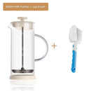Manual Milk Frother Glass Mug 450ml Hand Press Coffee Foamer Stainless Steel Filter Barista Style Milk Foam Maker for Home Coffee Latte Cappuccino