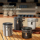 White 304 Stainless Steel Airtight Coffee Canister 1200ml Vacuum Seal Storage Jar with Date Tracker & Measuring Scoop for Coffee Beans Tea Storage