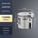 White 304 Stainless Steel Airtight Coffee Canister 1200ml Vacuum Seal Storage Jar with Date Tracker & Measuring Scoop for Coffee Beans Tea Storage