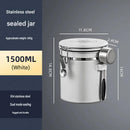 White 304 Stainless Steel Airtight Coffee Canister 1500ml Vacuum Seal Storage Jar with Date Tracker & Measuring Scoop for Coffee Beans Tea Storage