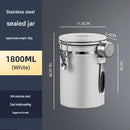 White 304 Stainless Steel Airtight Coffee Canister 1800ml Vacuum Seal Storage Jar with Date Tracker & Measuring Scoop for Coffee Beans Tea Storage