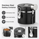 White 304 Stainless Steel Airtight Coffee Canister 1200ml Vacuum Seal Storage Jar with Date Tracker & Measuring Scoop for Coffee Beans Tea Storage
