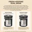 Black 304 Stainless Steel Airtight Coffee Canister 1500ml Vacuum Seal Storage Jar with Date Tracker & Measuring Scoop for Coffee Beans Tea Storage