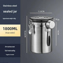 Silver 304 Stainless Steel Airtight Coffee Canister 1800ml Vacuum Seal Storage Jar with Date Tracker & Measuring Scoop for Coffee Beans Tea Storage