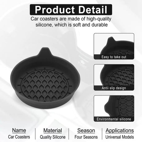 4 Pack Silicone Car Cup Holder Coaster Set – Anti-Slip Heat Resistant Car Cup Mats, Universal Car Interior Drink Pad Accessories