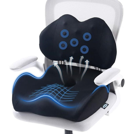 Memory Foam Seat Cushion & Lumbar Support Pillow Set – Ergonomic Office Chair & Car Seat Pad for Lower Back Pain Relief, Hip & Back Comfort