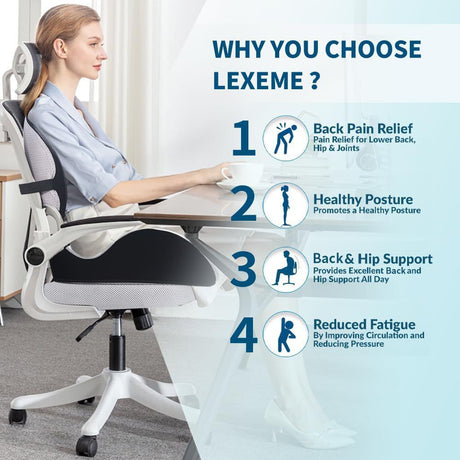 Memory Foam Seat Cushion & Lumbar Support Pillow Set – Ergonomic Office Chair & Car Seat Pad for Lower Back Pain Relief, Hip & Back Comfort