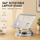 360 Degree Rotatable Laptop Stand Adjustable Aluminium Ergonomic Notebook Holder Small Size 20x20cm Height Angle Adjustable Desktop Cooling Riser for Office Home Study Workspace