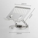 360 Degree Rotatable Laptop Stand Adjustable Aluminium Ergonomic Notebook Holder Small Size 20x20cm Height Angle Adjustable Desktop Cooling Riser for Office Home Study Workspace