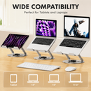 360 Degree Rotatable Laptop Stand Adjustable Aluminium Ergonomic Notebook Holder Small Size 23.5x23.5cm Height Angle Adjustable Desktop Cooling Riser for Office Home Study Workspace