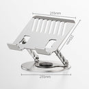 360 Degree Rotatable Laptop Stand Adjustable Aluminium Ergonomic Notebook Holder Small Size 23.5x23.5cm Height Angle Adjustable Desktop Cooling Riser for Office Home Study Workspace