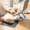 Adjustable aluminum alloy laptop stand (20*20CM), with mouse pad (21*25cm), adjustable height and angle, space-saving, heat dissipation support, suitable for office, home, study and work environments