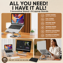 Adjustable aluminum alloy laptop stand (20*20CM), with mouse pad (21*25cm), adjustable height and angle, space-saving, heat dissipation support, suitable for office, home, study and work environments