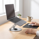 Adjustable aluminum alloy laptop stand (23.5*23.5CM), with mouse pad (21*25cm), adjustable height and angle, space-saving, heat dissipation support, suitable for office, home, study and work environments