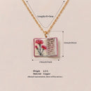 Vintage-style book necklace with January birthday flowers, a luxurious gold-plated bronze exquisite floral pendant gift