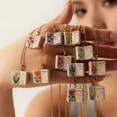 Vintage-style book necklace with January birthday flowers, a luxurious gold-plated bronze exquisite floral pendant gift