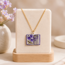 Vintage-style book necklace with February birthday flowers, a luxurious gold-plated bronze exquisite floral pendant gift