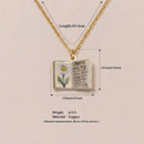 Vintage-style book necklace with April birthday flowers, a luxurious gold-plated bronze exquisite floral pendant gift