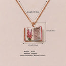 Vintage-style book necklace with August birthday flowers, a luxurious gold-plated bronze exquisite floral pendant gift