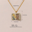 Vintage-style book necklace with November birthday flowers, a luxurious gold-plated bronze exquisite floral pendant gift