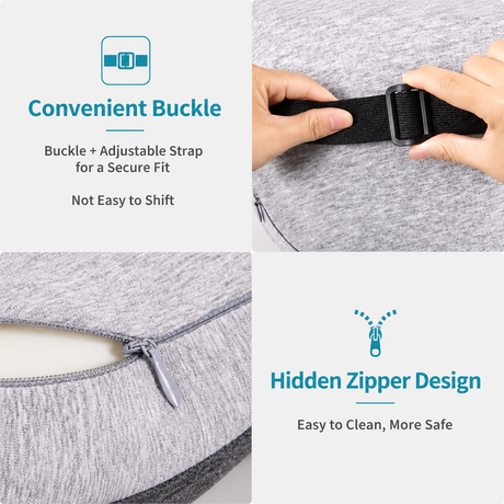 Ergonomic Car Neck Pillow Memory Foam Headrest Cushion (Grey Mint Green) Adjustable Strap Breathable Neck Support Car Seat Travel Comfort Accessories