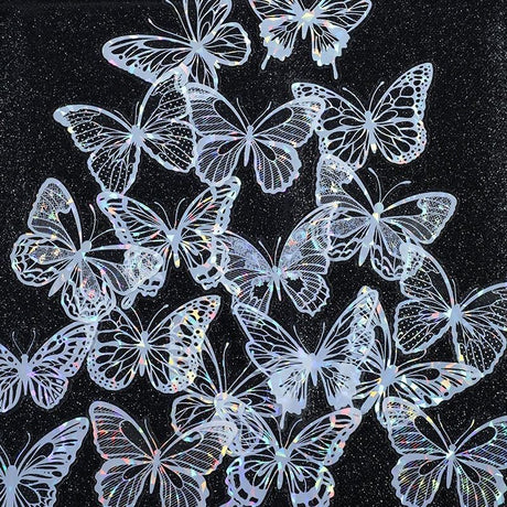 White Butterfly Holographic Cake Stickers PET Seashell Gloss Butterfly Cake Decorations DIY Dessert Toppers Party Supplies 20pcs x 2 Packs