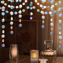 Iridescent Circle Garland 2 Pack 3m Each Holographic Hanging Party Decoration Circular Bunting Streamer Birthday Wedding Event Decor Lightweight Easy Setup
