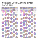 Iridescent Circle Garland 2 Pack 3m Each Holographic Hanging Party Decoration Circular Bunting Streamer Birthday Wedding Event Decor Lightweight Easy Setup