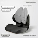 Black Ergonomic Memory Foam Seat Cushion with Lumbar Support - Integrated Backrest Design, Breathable Hollow Core for Office and Car Use