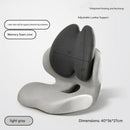 Gray Ergonomic Memory Foam Seat Cushion with Lumbar Support - Integrated Backrest Design, Breathable Hollow Core for Office and Car Use