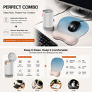 Gradient Light Blue silicone wrist rest with 20-in-1 electronics cleaning kit - portable multi-functional brush set, ergonomic mouse pad, suitable for office and travel.
