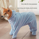 Pet Wearable Bathrobe Towel (Size XXL) - Quick-drying, absorbent full-body cover with hood and zipper, suitable for dog and cat grooming