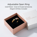 Adjustable Birthstone(February) Open Ring Set 18K Gold Plated Stainless Steel Minimalist Dainty Stackable Gemstone Rings Personalized Jewelry Gift Box Included Everyday Wear Gift