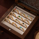 Adjustable Birthstone(May) Open Ring Set 18K Gold Plated Stainless Steel Minimalist Dainty Stackable Gemstone Rings Personalized Jewelry Gift Box Included Everyday Wear Gift
