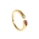 Adjustable Birthstone(July) Open Ring Set 18K Gold Plated Stainless Steel Minimalist Dainty Stackable Gemstone Rings Personalized Jewelry Gift Box Included Everyday Wear Gift