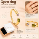 Adjustable Birthstone(August) Open Ring Set 18K Gold Plated Stainless Steel Minimalist Dainty Stackable Gemstone Rings Personalized Jewelry Gift Box Included Everyday Wear Gift