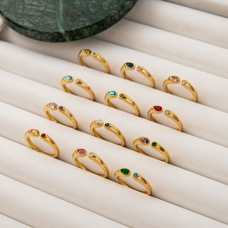 Adjustable Birthstone(September) Open Ring Set 18K Gold Plated Stainless Steel Minimalist Dainty Stackable Gemstone Rings Personalized Jewelry Gift Box Included Everyday Wear Gift
