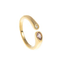 Adjustable Birthstone(October) Open Ring Set 18K Gold Plated Stainless Steel Minimalist Dainty Stackable Gemstone Rings Personalized Jewelry Gift Box Included Everyday Wear Gift