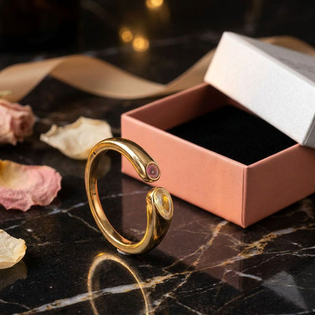 Adjustable Birthstone(November) Open Ring Set 18K Gold Plated Stainless Steel Minimalist Dainty Stackable Gemstone Rings Personalized Jewelry Gift Box Included Everyday Wear Gift