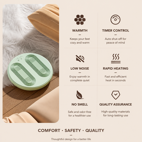 Beige USB Heated Foot Massager Foot Warmer Mat Electric Foot Heating Pad with Vibration Modes 3 Heat Levels 45C 50C 55C for Home Office Winter Comfort Portable Compact Design