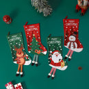 Santa Claus Hanging Stocking - Festive GreenSanta Claus Design Hanging Sock with Dangling Legs Plush Holiday Fireplace Tree Decoration Gift Storage Bag for Home Seasonal Decor