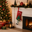 Christmas tree Hanging Stocking - Festive Red Christmas tree Design Hanging Sock with Dangling Legs Plush Holiday Fireplace Tree Decoration Gift Storage Bag for Home Seasonal Decor
