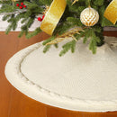 Knitted Christmas Tree Skirt 48 Inch White Round Tree Base Cover with Cable Knit Border Soft Holiday Tree Skirt Rustic Christmas Decor for Home Fireplace Party Festive Gift Display
