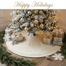 Knitted Christmas Tree Skirt 36 Inch White Round Tree Base Cover with Cable Knit Border Soft Holiday Tree Skirt Rustic Christmas Decor for Home Fireplace Party Festive Gift Display